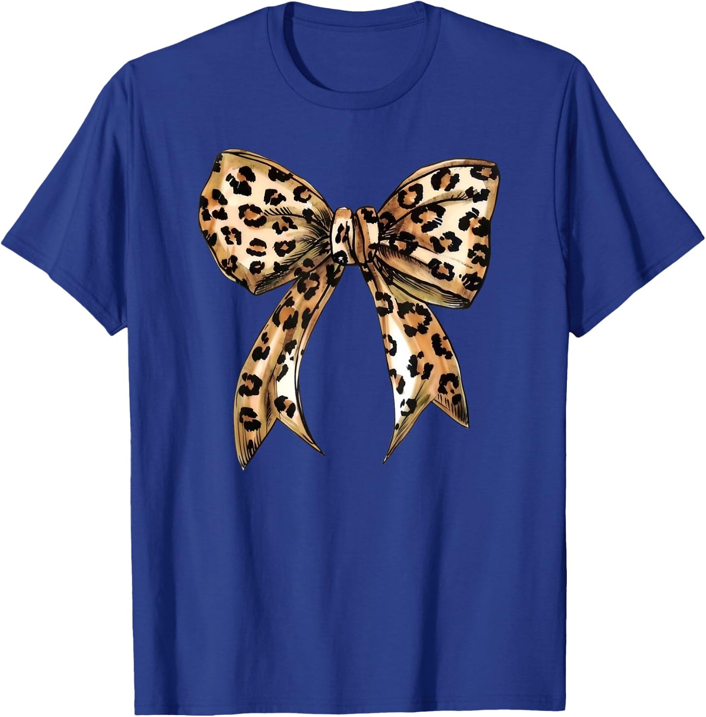 Coquette Leopard Print Bow Cute Trendy Girly Girl Bow T-Shirt - T-Shirt | Royal