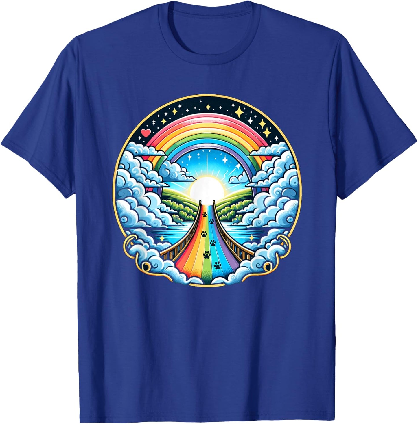 Loss of a Beloved Cat Dog. Rainbow Bridge Theme T-Shirt - T-Shirt | Royal