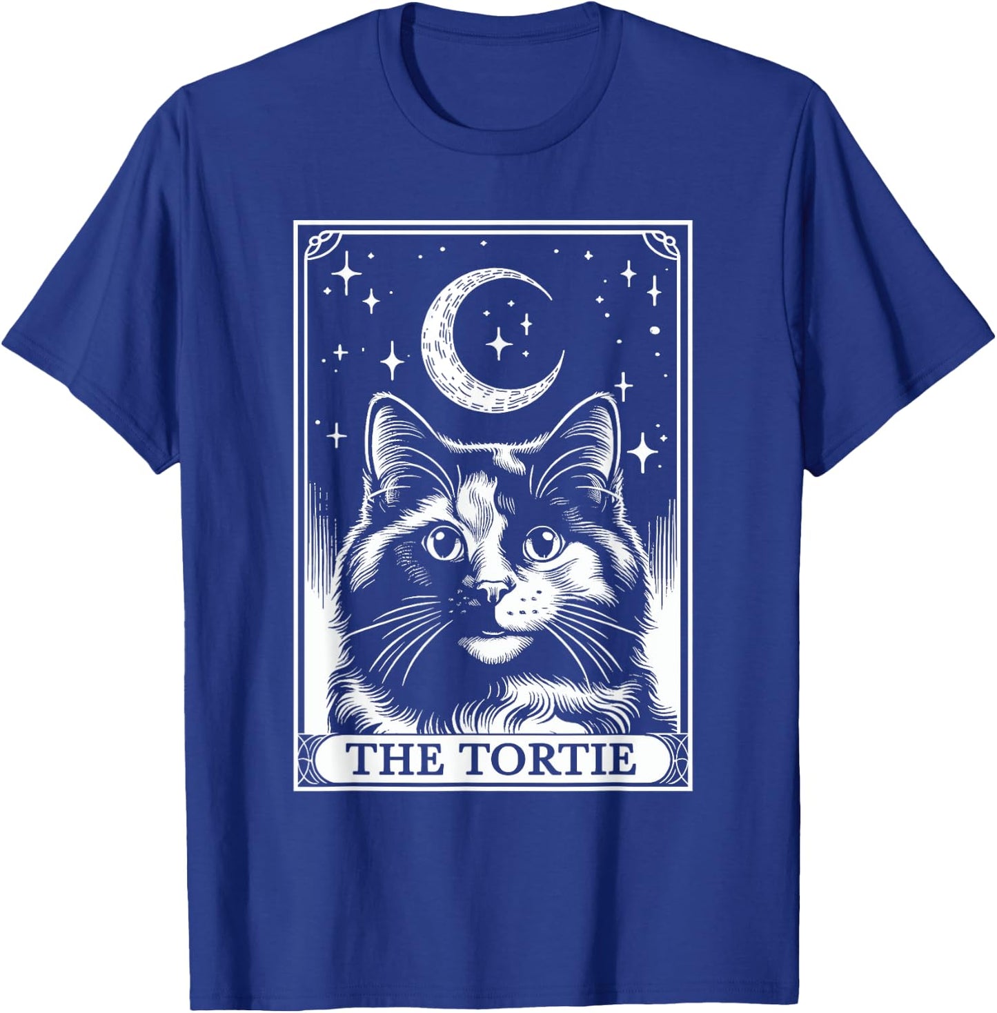 Tarot Card Vintage Crescent Moon Tortie Cat Mom Cat Lovers Women Kids T-Shirt - T-Shirt | Royal