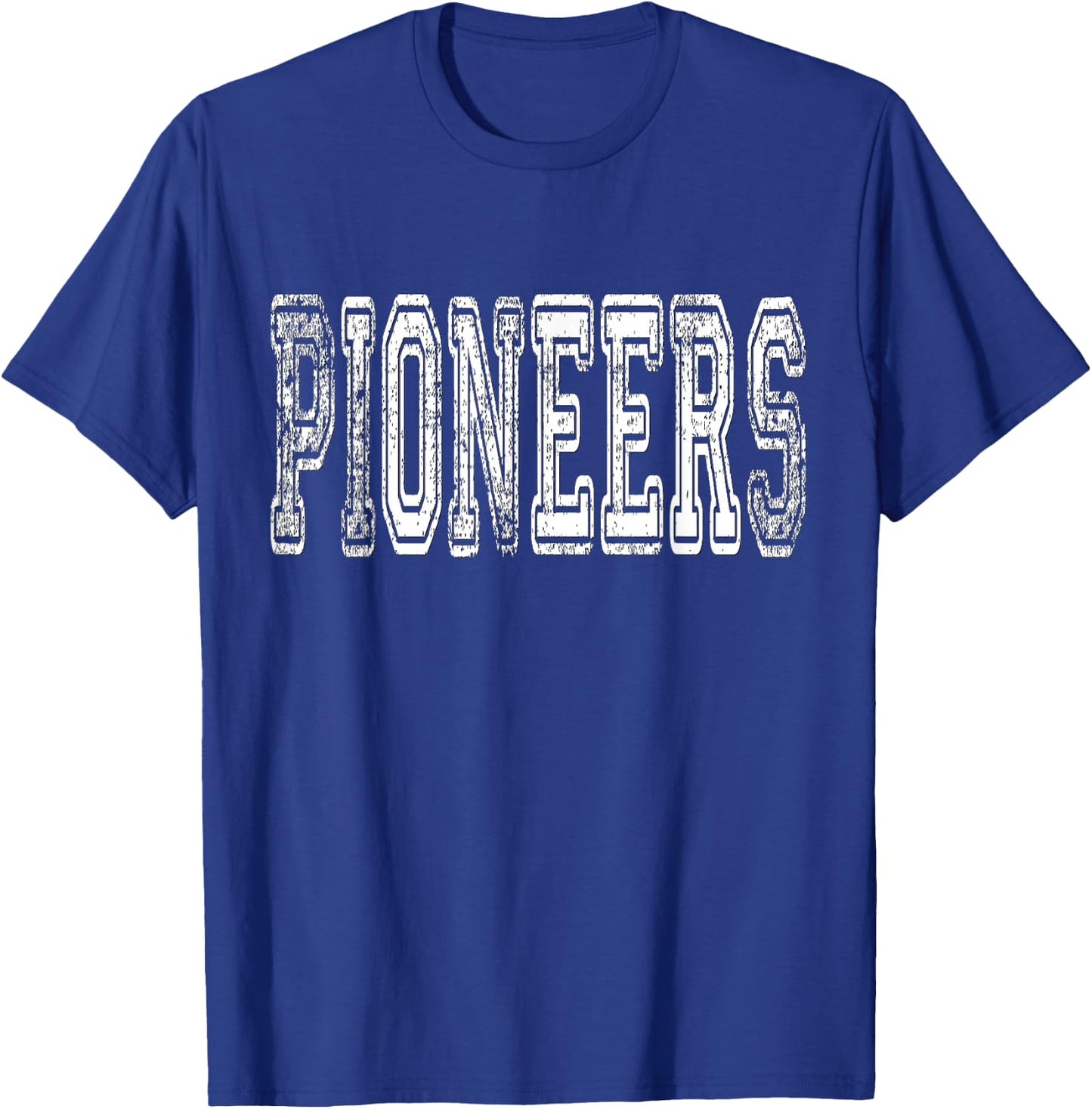Pioneers Mascot Distressed Vintage School Sports Name Fans T-Shirt - T-Shirt | Royal