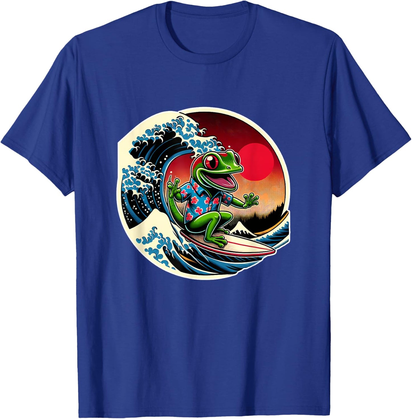 Great Wave Kanagawa Gecko Surfing T-Shirt - T-Shirt | Royal