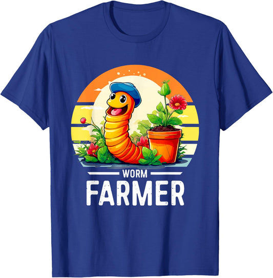 Groovy Worm Farmer | Vermiculture Vermicompost Worm Farmer T-Shirt - T-Shirt | Royal