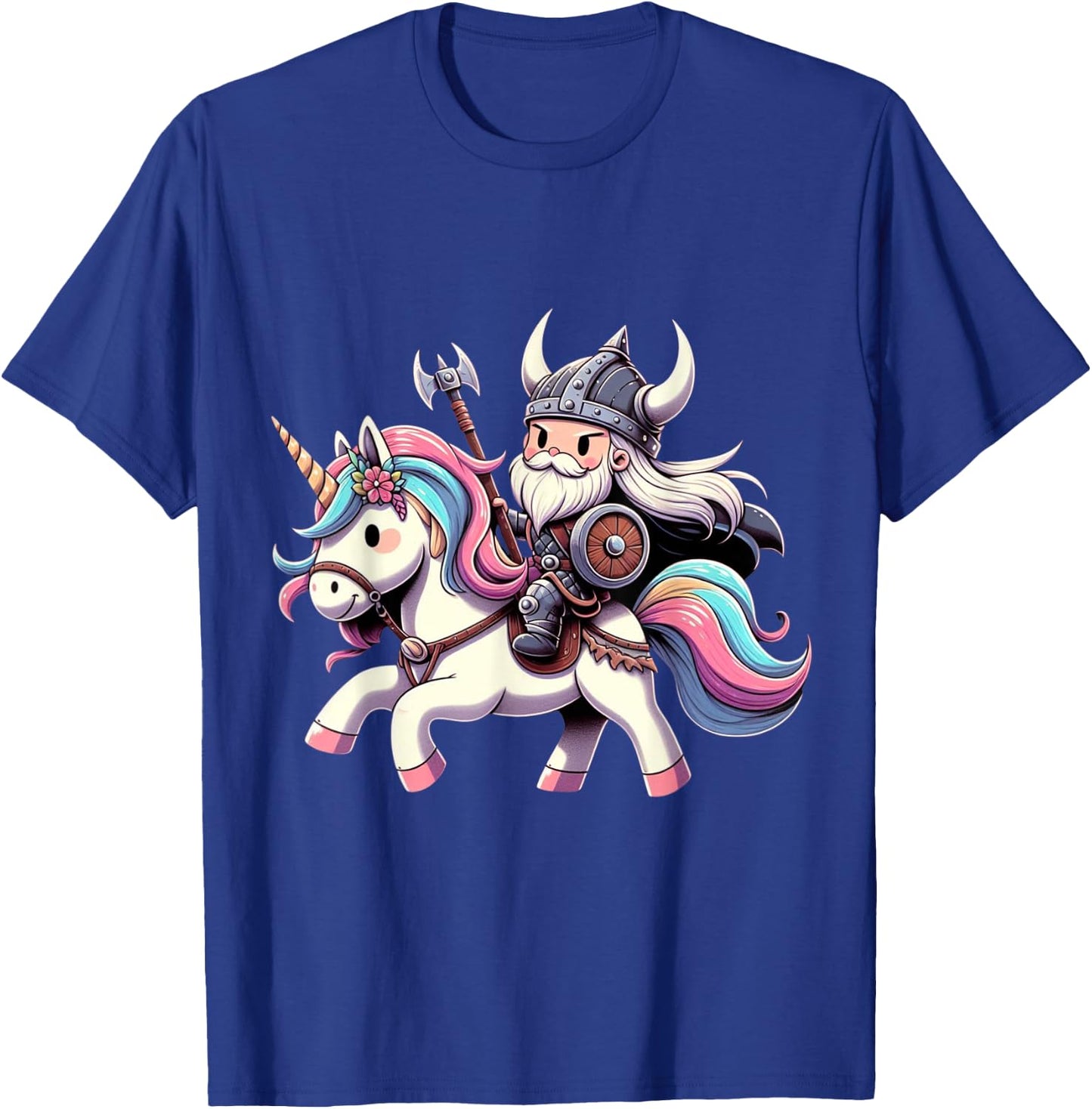 Viking Riding A Unicorn Boys Girls Men Women Kids Adults T-Shirt - T-Shirt | Royal