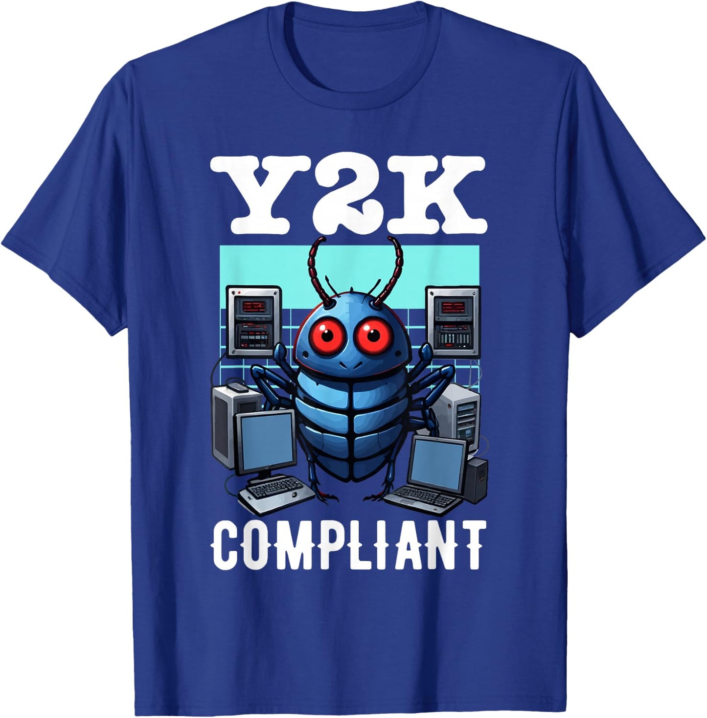 Y2K Compliant Retro Tech Bug T-Shirt - T-Shirt | Royal