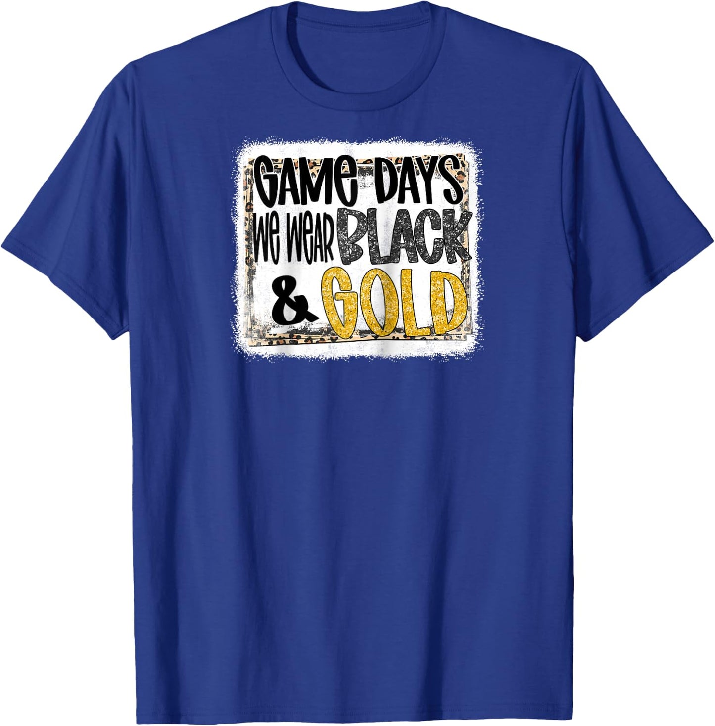 On Gameday Football We Wear Black And Gold School Spirit Raglan Baseball T-Shirt - T-Shirt | Royal
