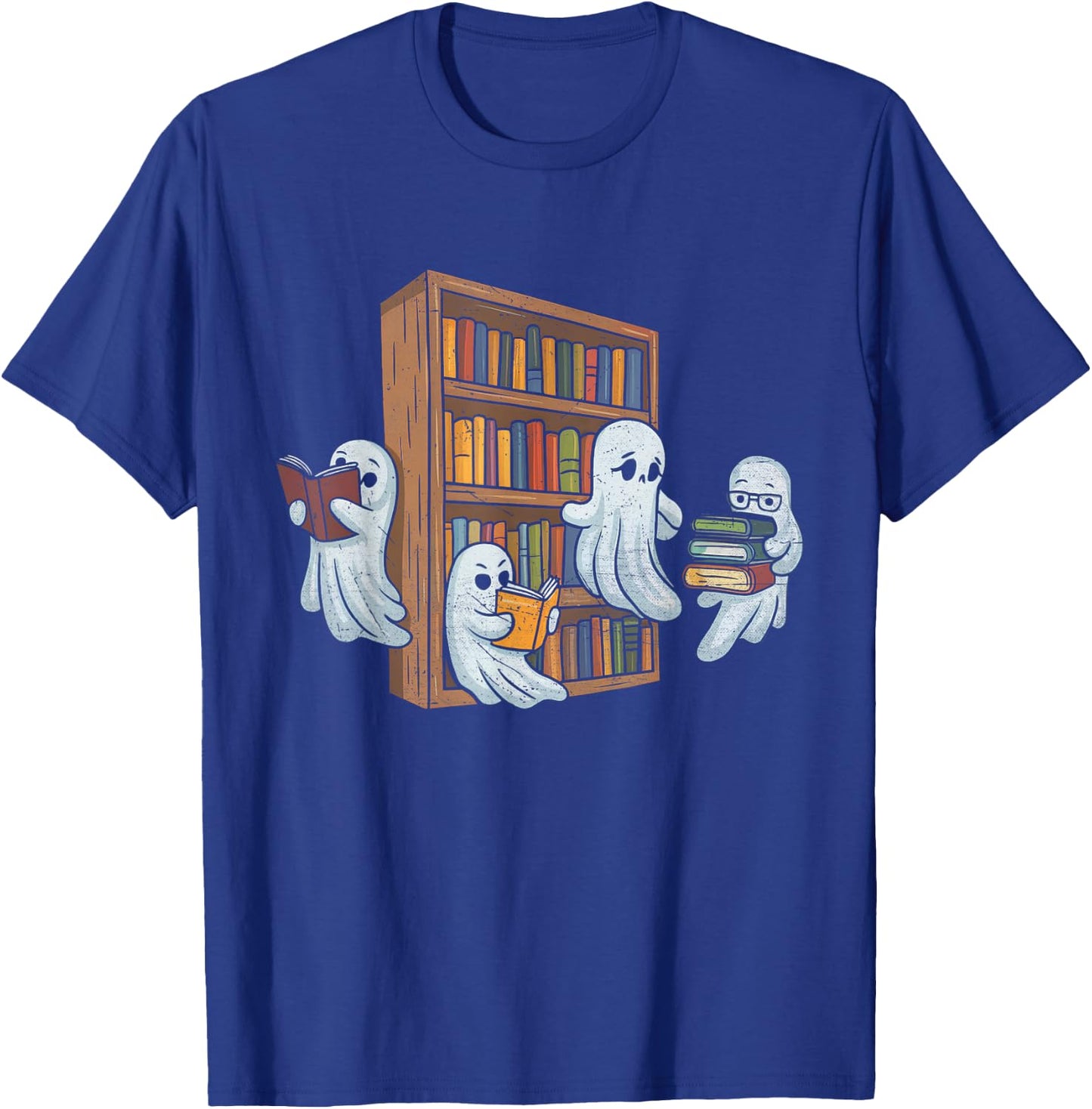 Ghosts Reading Books Teacher Halloween Librarian Book Lover T-Shirt - T-Shirt | Royal