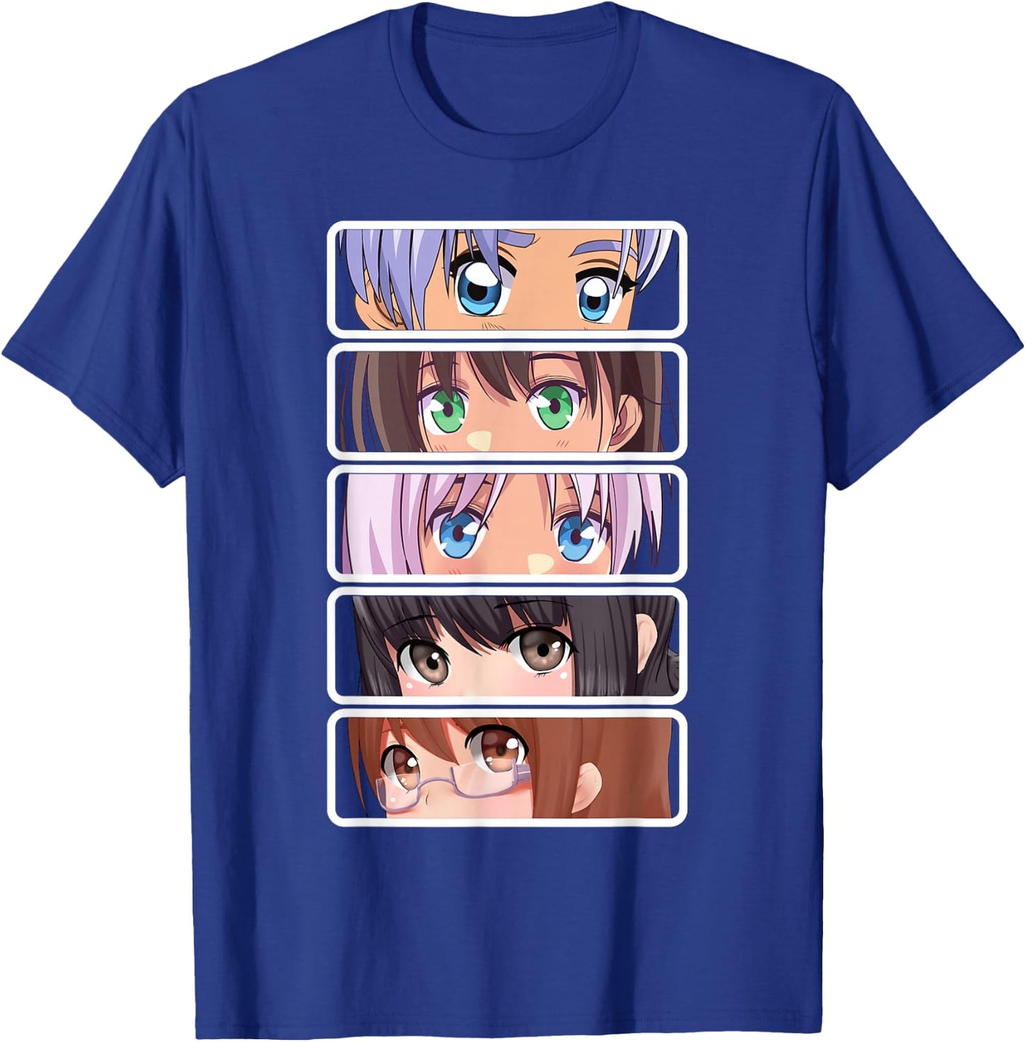 Manga Japanese Anime Graphic Faces Eyes T-Shirt - T-Shirt | Royal