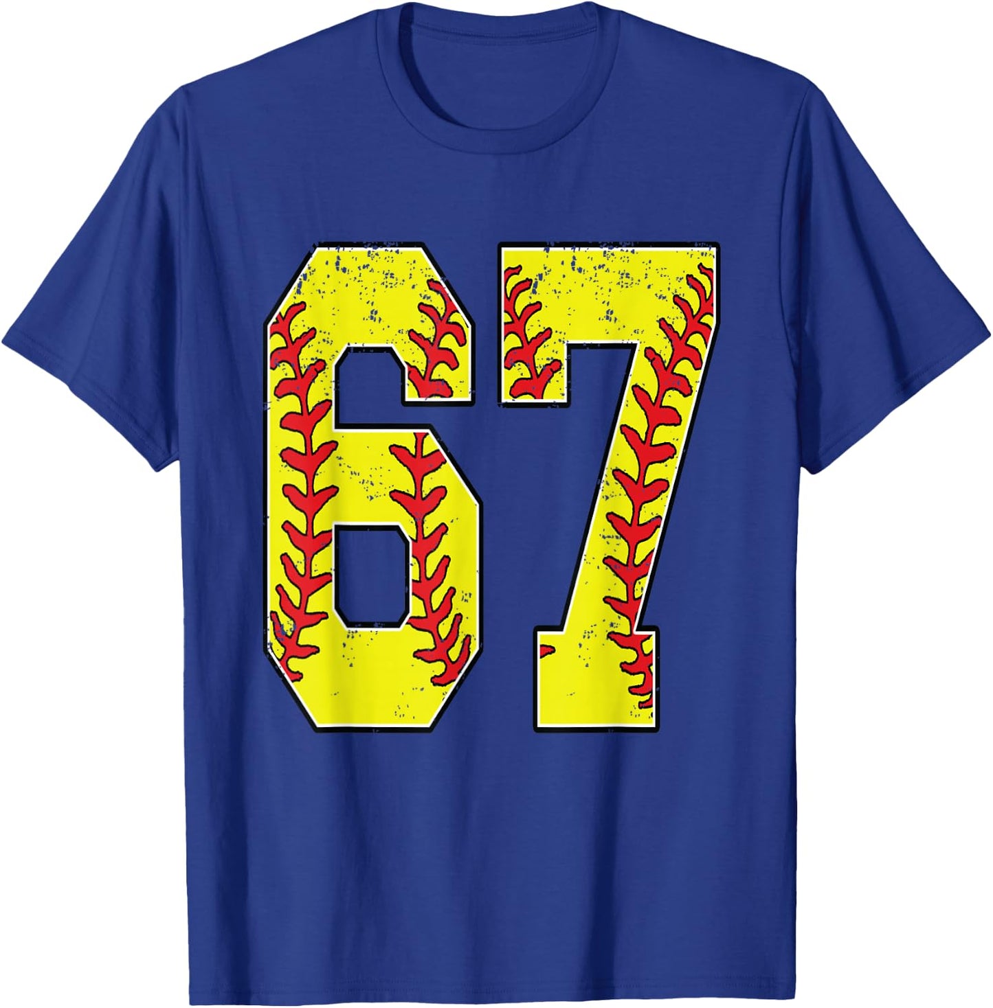 Number #67 Softball 67 Jersey Number Softball Lover T-Shirt - T-Shirt | Royal