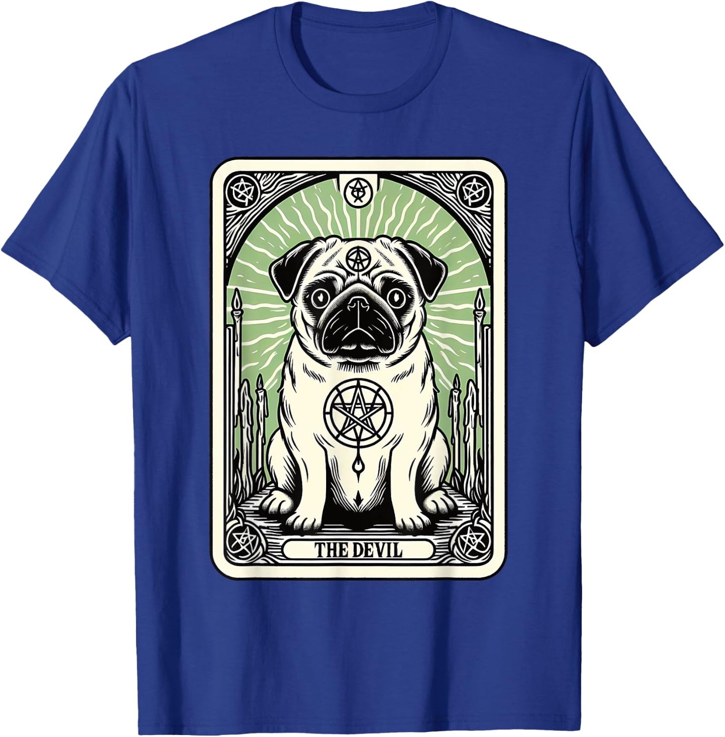 Tarot Card Dog The Devil, Satanic Goth Halloween Pug Women T-Shirt - T-Shirt | Royal