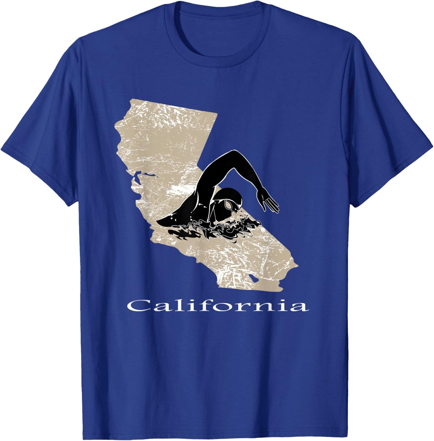 Swim Swimmer T shirt Funny Swimming Cap California State T-Shirt - T-Shirt | Royal