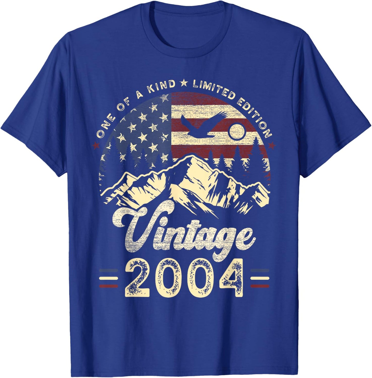 Vintage 2004 American Flag Patriotic Eagle 21st Birthday T-Shirt - T-Shirt | Royal