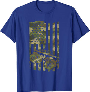 Monster Trucker Retro Monster Truck USA Flag 4th July T-Shirt - T-Shirt | Royal
