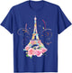 Colorful Eiffel Tower of Paris in France Parisian Rose T-Shirt - T-Shirt | Royal