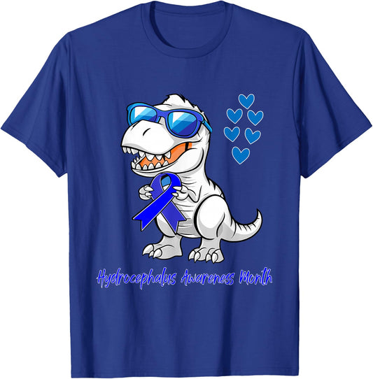 T-rex Dinosaur Hydrocephalus Awareness Month Dino Toddlers T-Shirt - T-Shirt | Royal