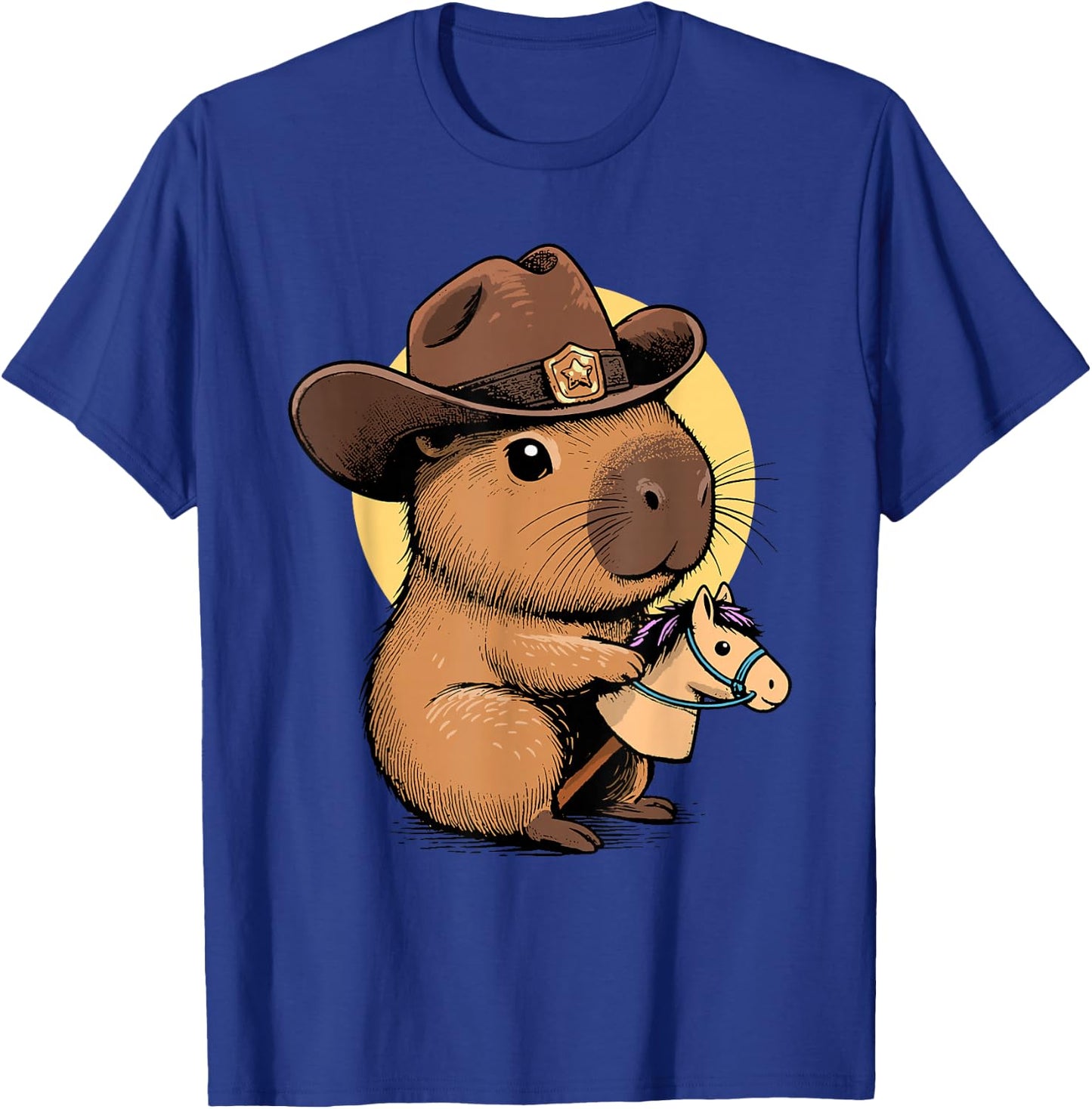 Cowpybara Capybara Cowboy Design T-Shirt - T-Shirt | Royal