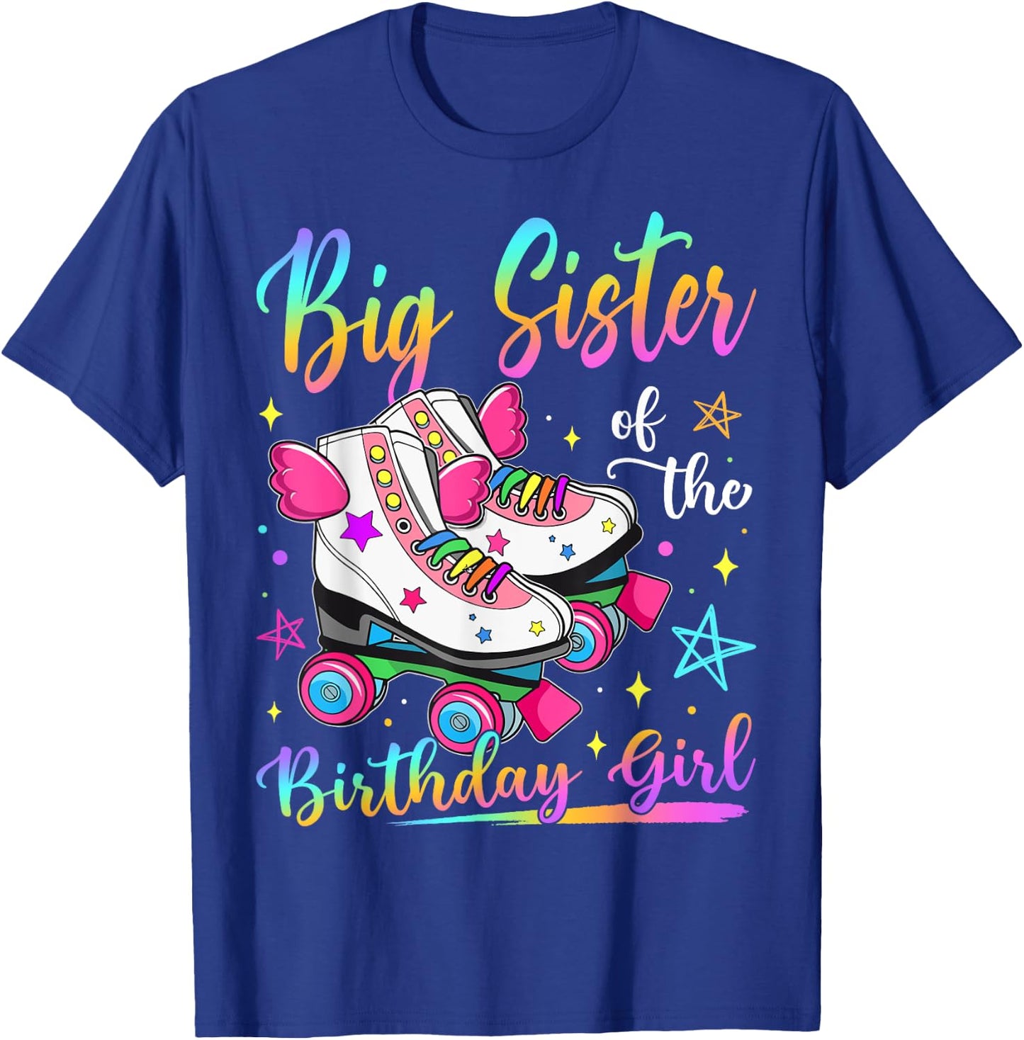Big Sister Of The Birthday Girl Rolling Skate Family T-Shirt - T-Shirt | Royal