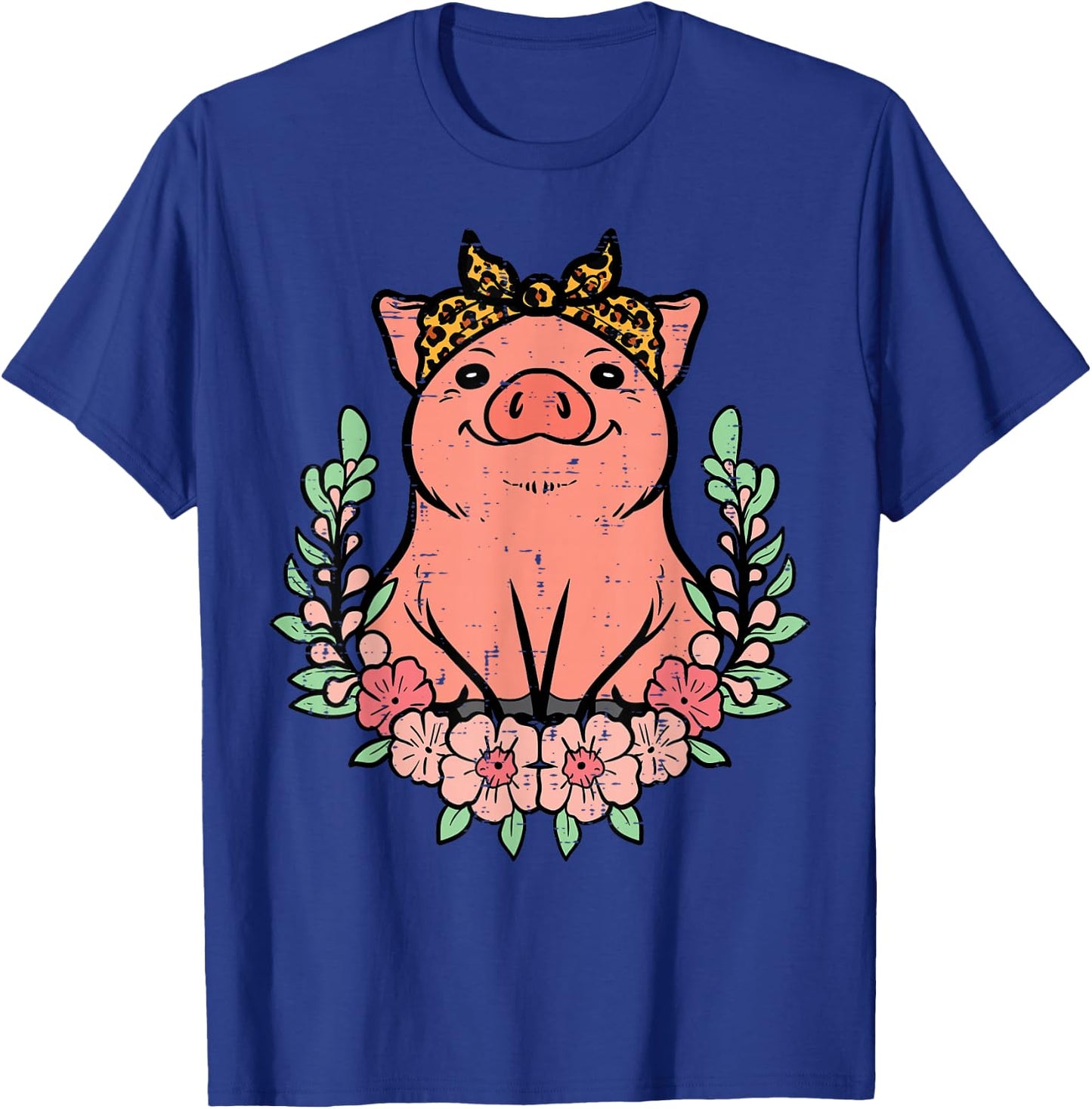 Pig Leopard Bandana Hog Farm Animal Mom Women Girls Kids T-Shirt - T-Shirt | Royal