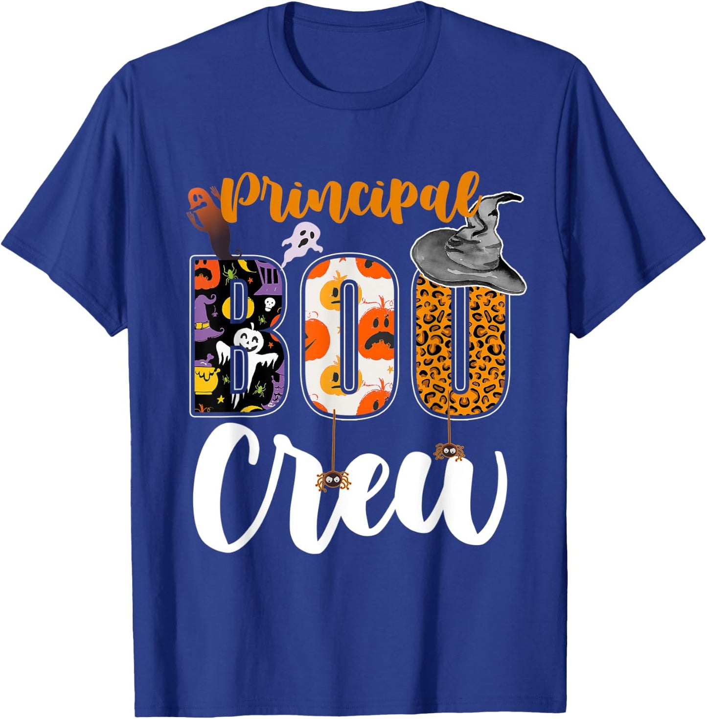 Principal Boo Crew Ghost Halloween Teachers School Matching T-Shirt - T-Shirt | Royal