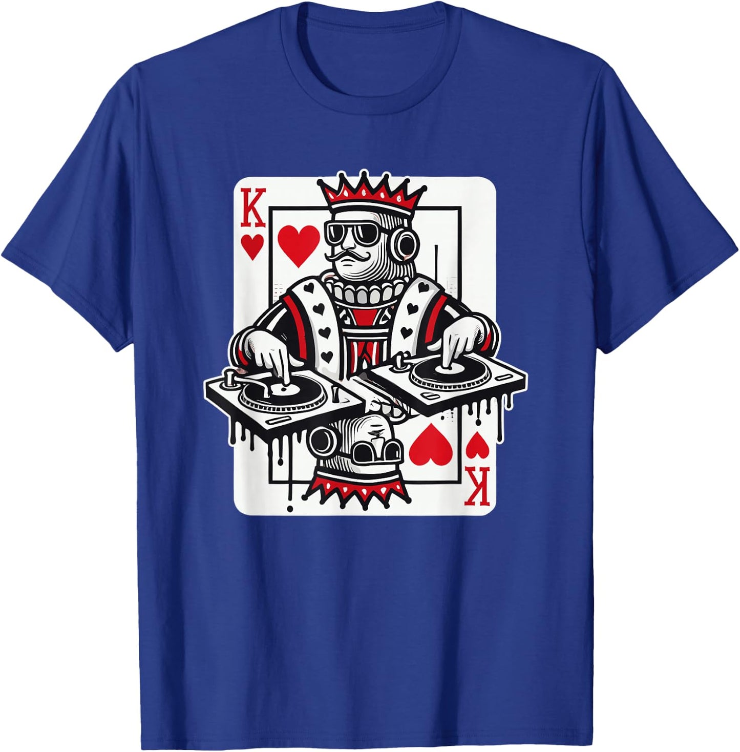 King Card Hearts Clubbing Disco Techno Outfit DJ King Card T-Shirt - T-Shirt | Royal
