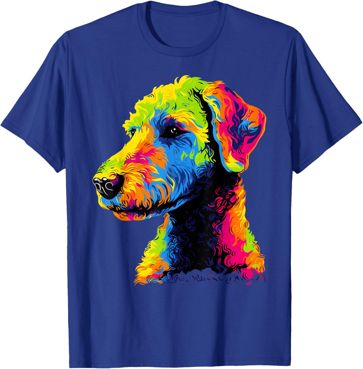 Bedlington Terrier Face Colorful Dog Lover Cute Puppy Black Women Kids T-Shirt - T-Shirt | Royal