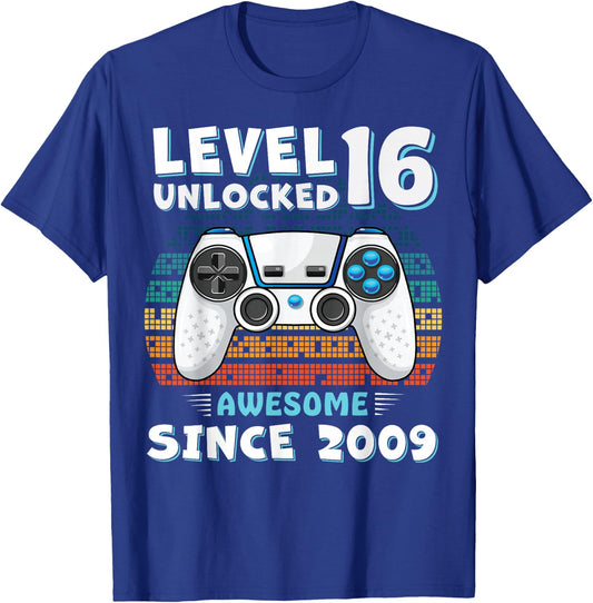 16 Year Old BDay Decorations Son Boy 16yr 2009 16th Birthday T-Shirt - T-Shirt | Royal