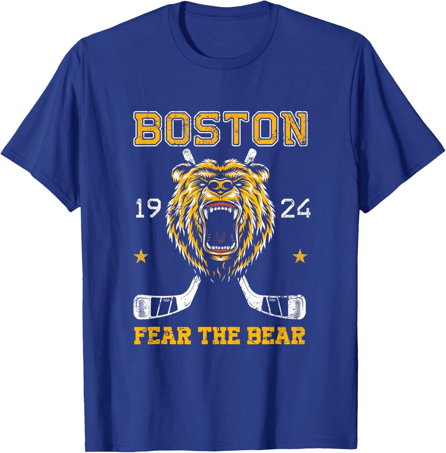 Boston Ice Hockey Fear the Bear T-Shirt - T-Shirt | Royal