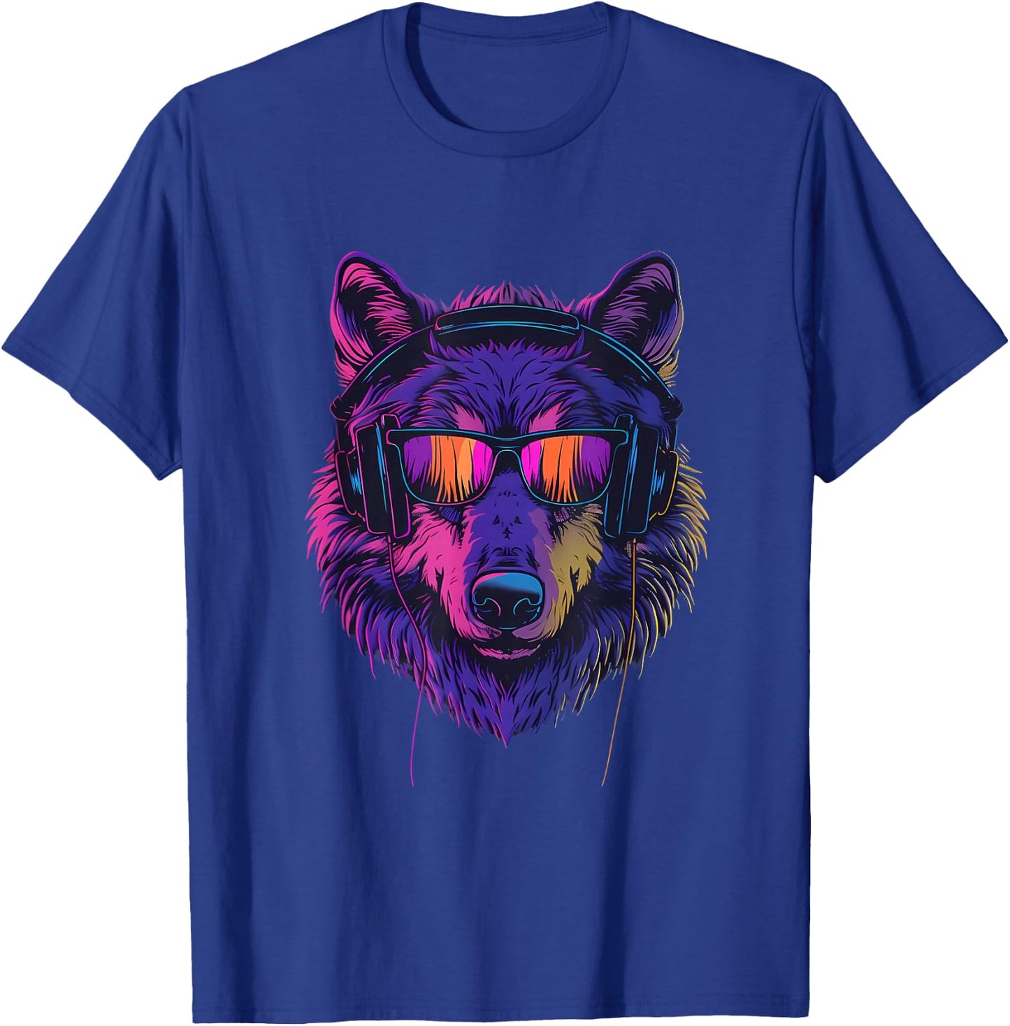 DJ Wolf EDM Beatmaker Music Headphones Techno House T-Shirt - T-Shirt | Royal