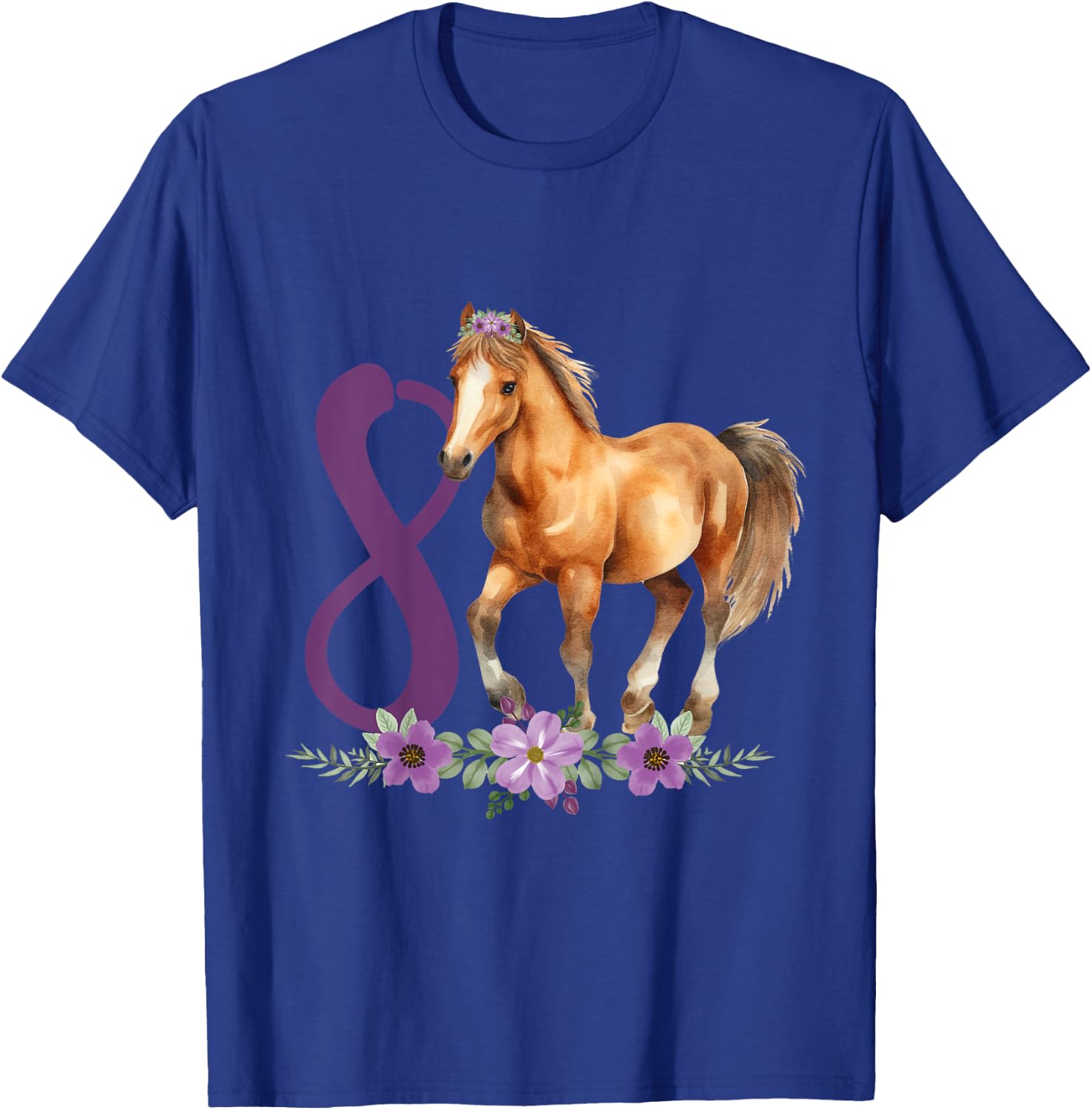 Kids 8th Birthday Horse 8 Years Old Eight Finally 8 Birthday Girl T-Shirt - T-Shirt | Royal