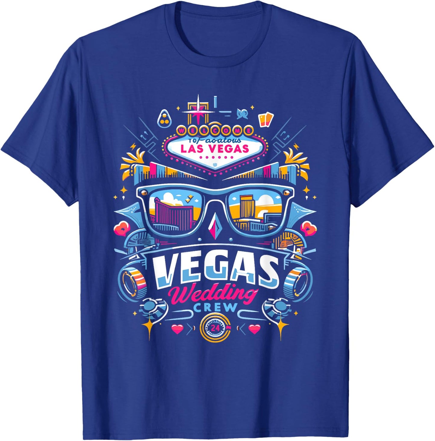Vegas Wedding Crew Shirt Married in Vegas Vegas Wedding T-Shirt - T-Shirt | Royal