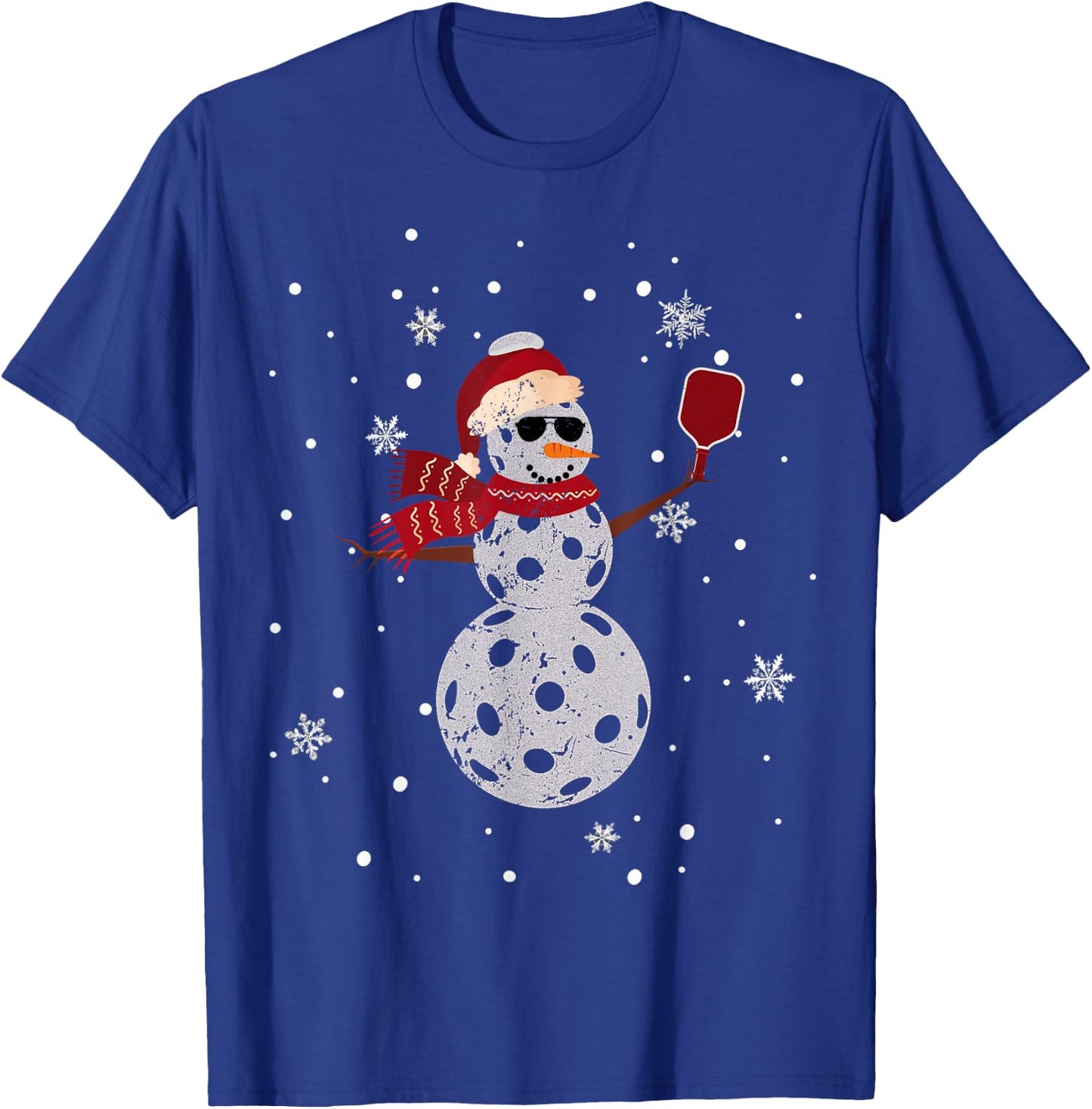 Santa Hat Snowman Family Xmas Matching Pickleball Christmas T-Shirt - T-Shirt | Royal