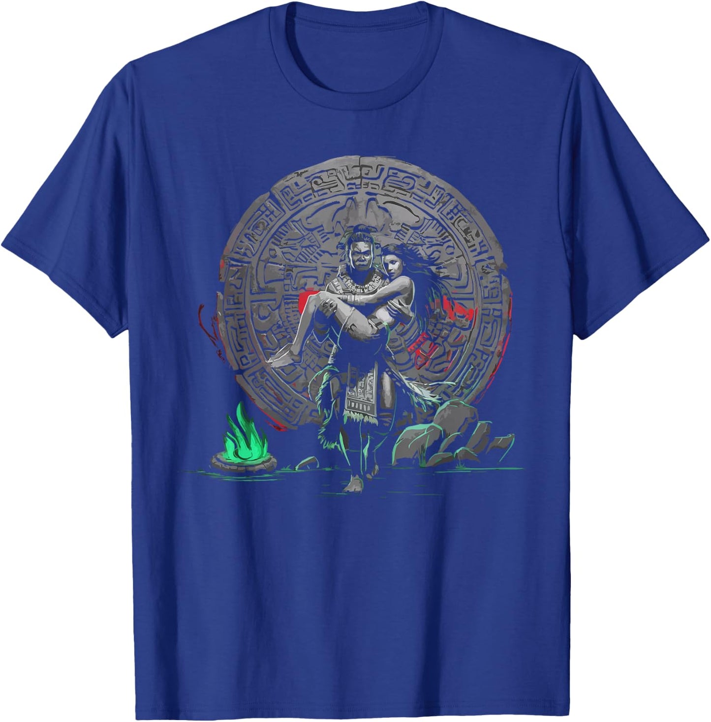 Aztec Warrior Mayan Indigenous Mexican Aztec Jaguar T-Shirt - T-Shirt | Royal