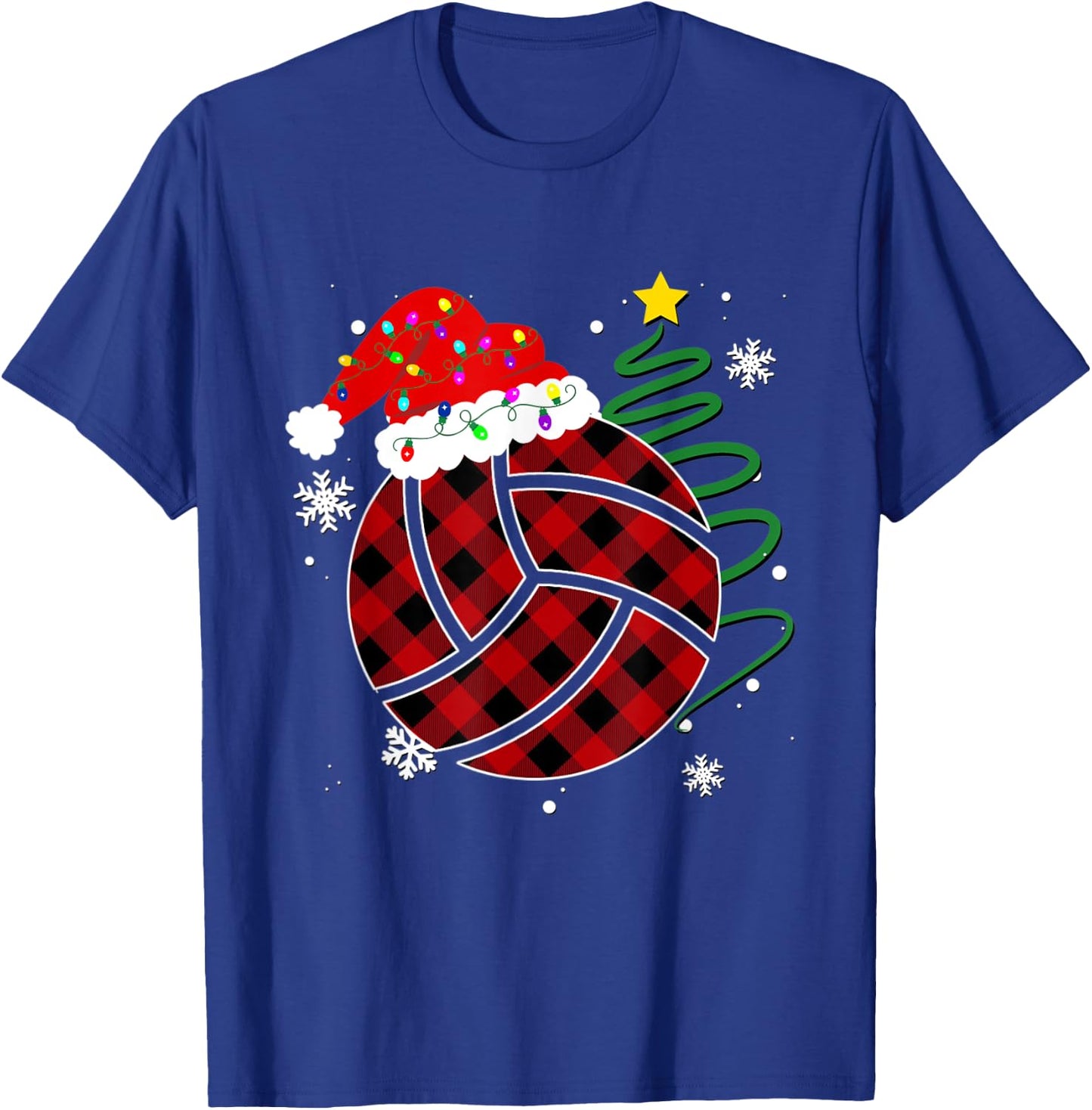 Buffalo Red Plaid Volleyball Christmas Sport Xmas Pajama T-Shirt - T-Shirt | Royal