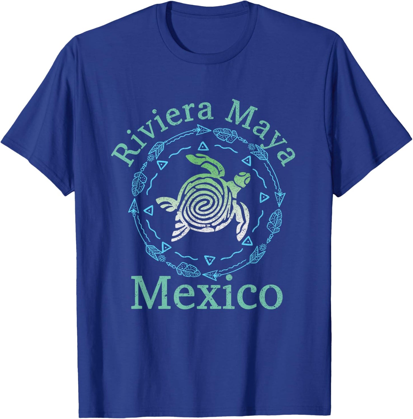 Riviera Maya Mexico Vintage Tribal Turtle Riviera Maya T-Shirt - T-Shirt | Royal
