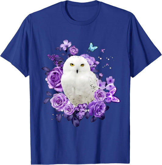 Owl Purple Rose Collection Cute Owl Lover Gift T-Shirt - T-Shirt | Royal