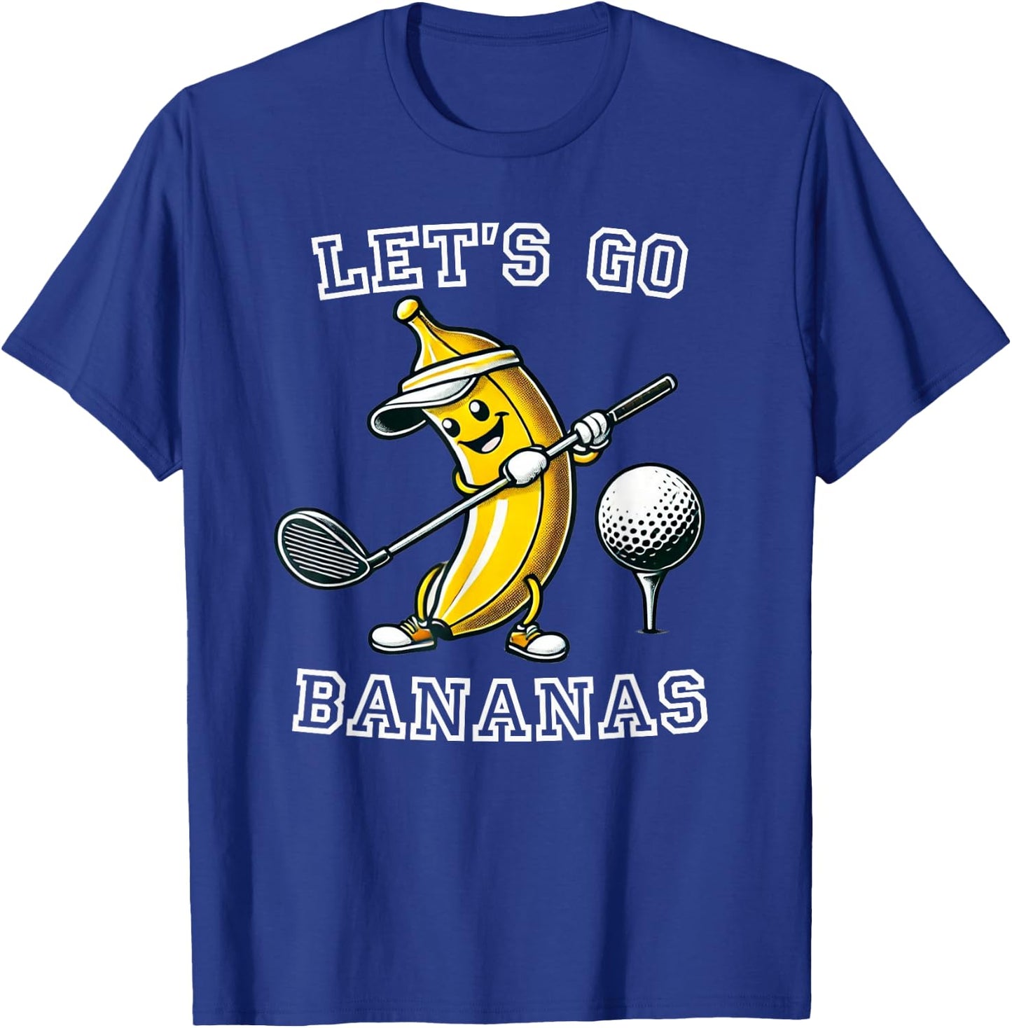 Let's Go Bananas Golf with Funny Banana Golfer Graphic T-Shirt - T-Shirt | Royal