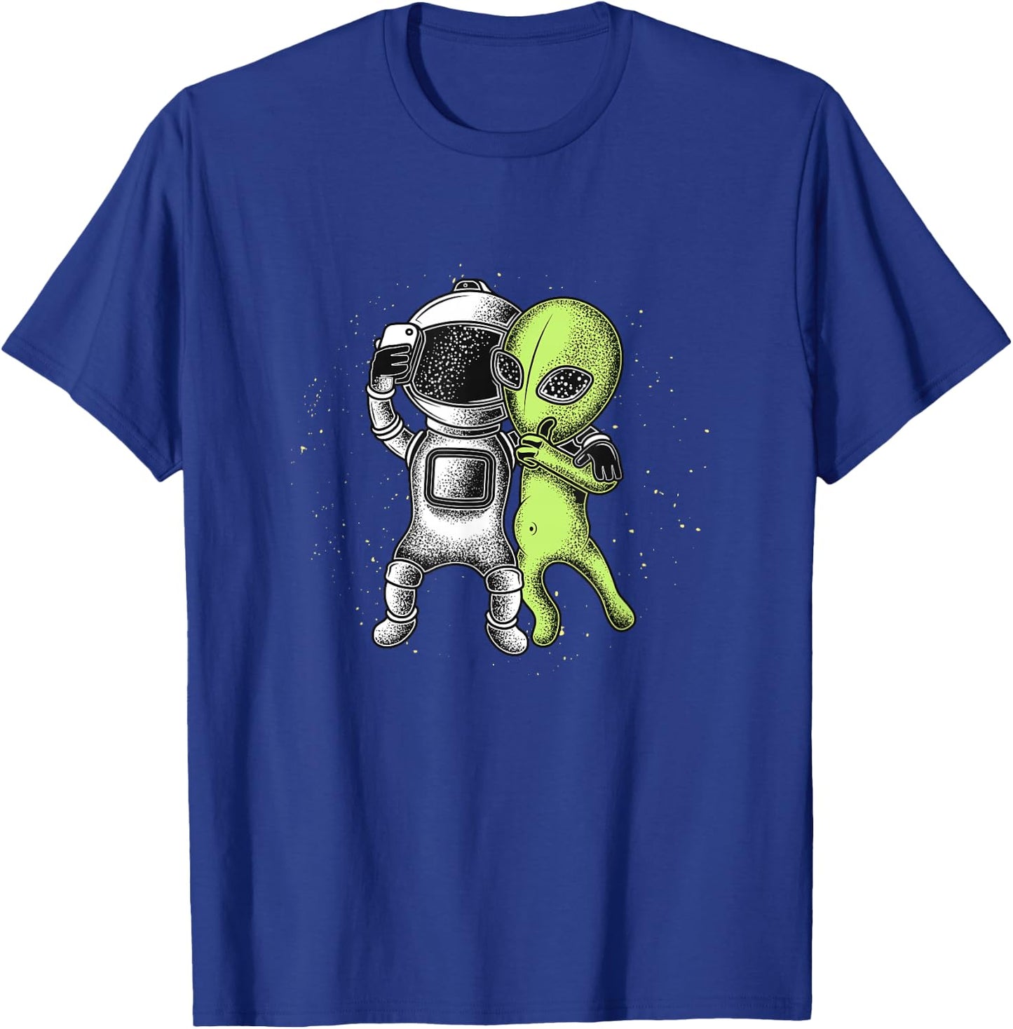 Alien Selfie Retro Style Funny Astronaut & Alien T-Shirt - T-Shirt | Royal