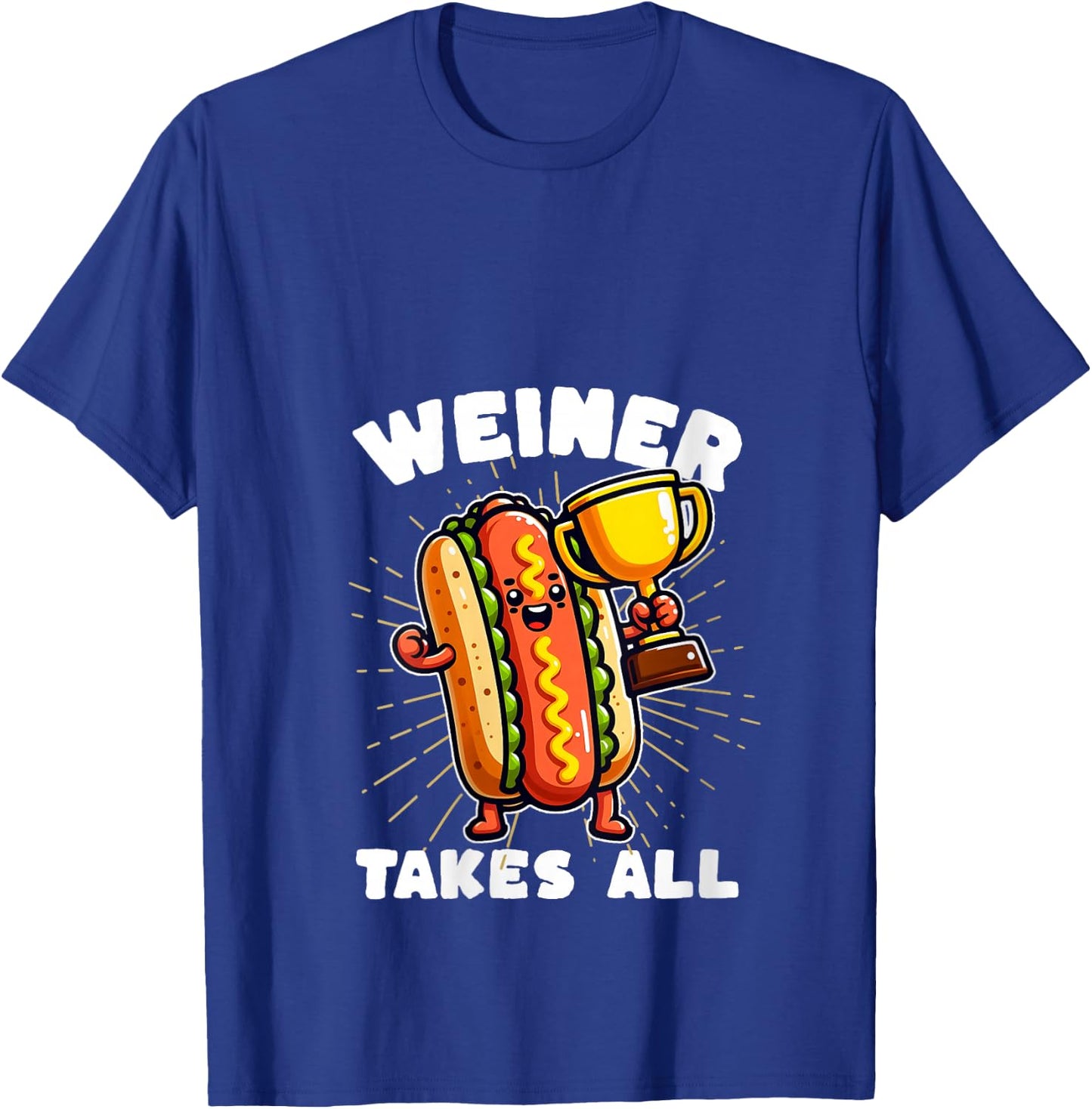 Funny Hot Dogs and Sausage Weiner Takes All Competitive V-Neck T-Shirt - T-Shirt | Royal