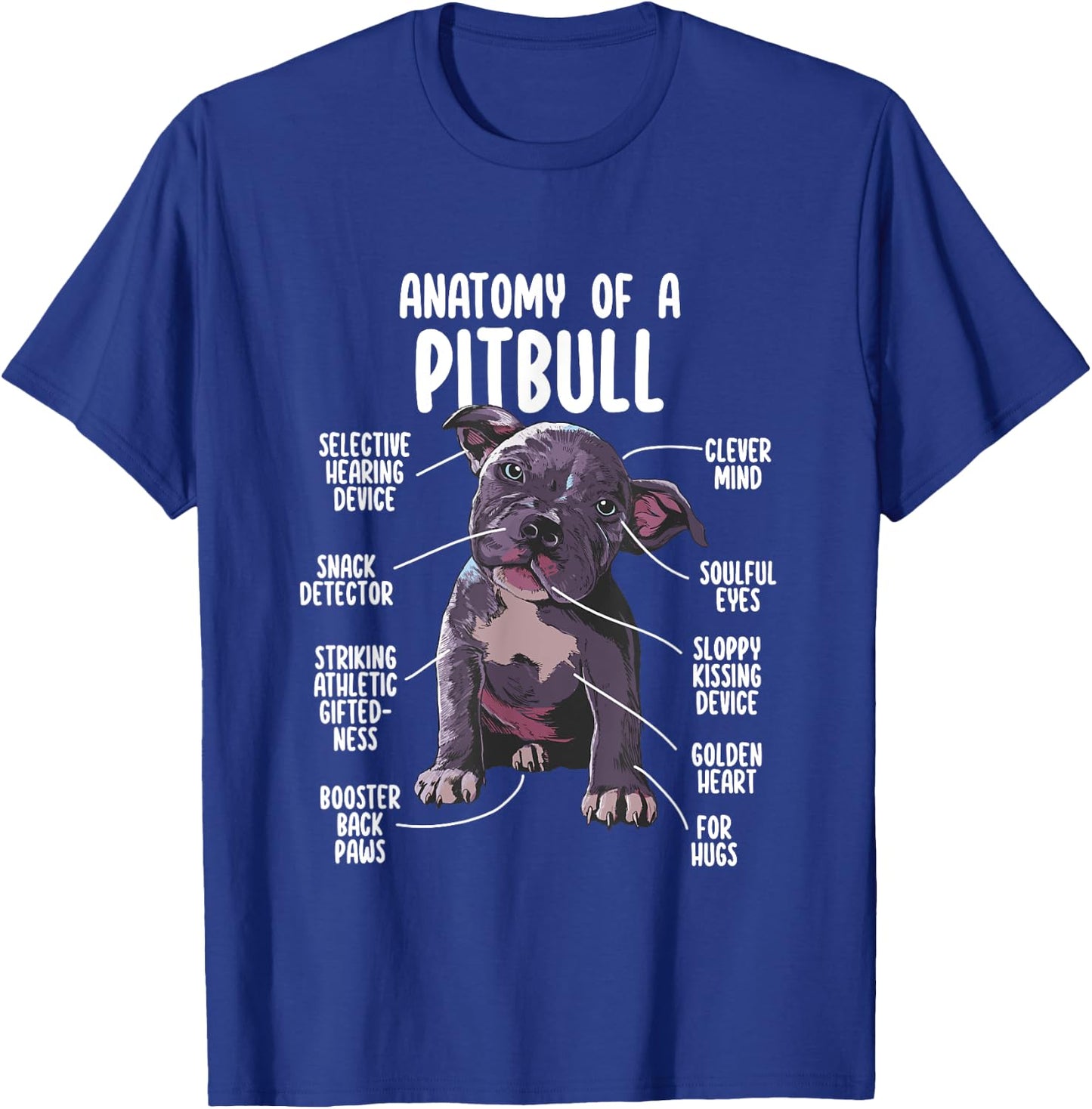 Anatomy Of A Pitbull Shirt Pittie Dog Funny Pitbull Lover Women Girls Kids T-Shirt - T-Shirt | Royal
