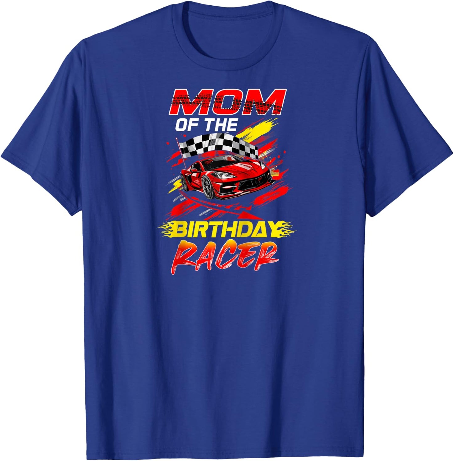 Mom Of The Birthday Racer Race Car Party Family Matching Raglan Baseball T-Shirt - T-Shirt | Royal