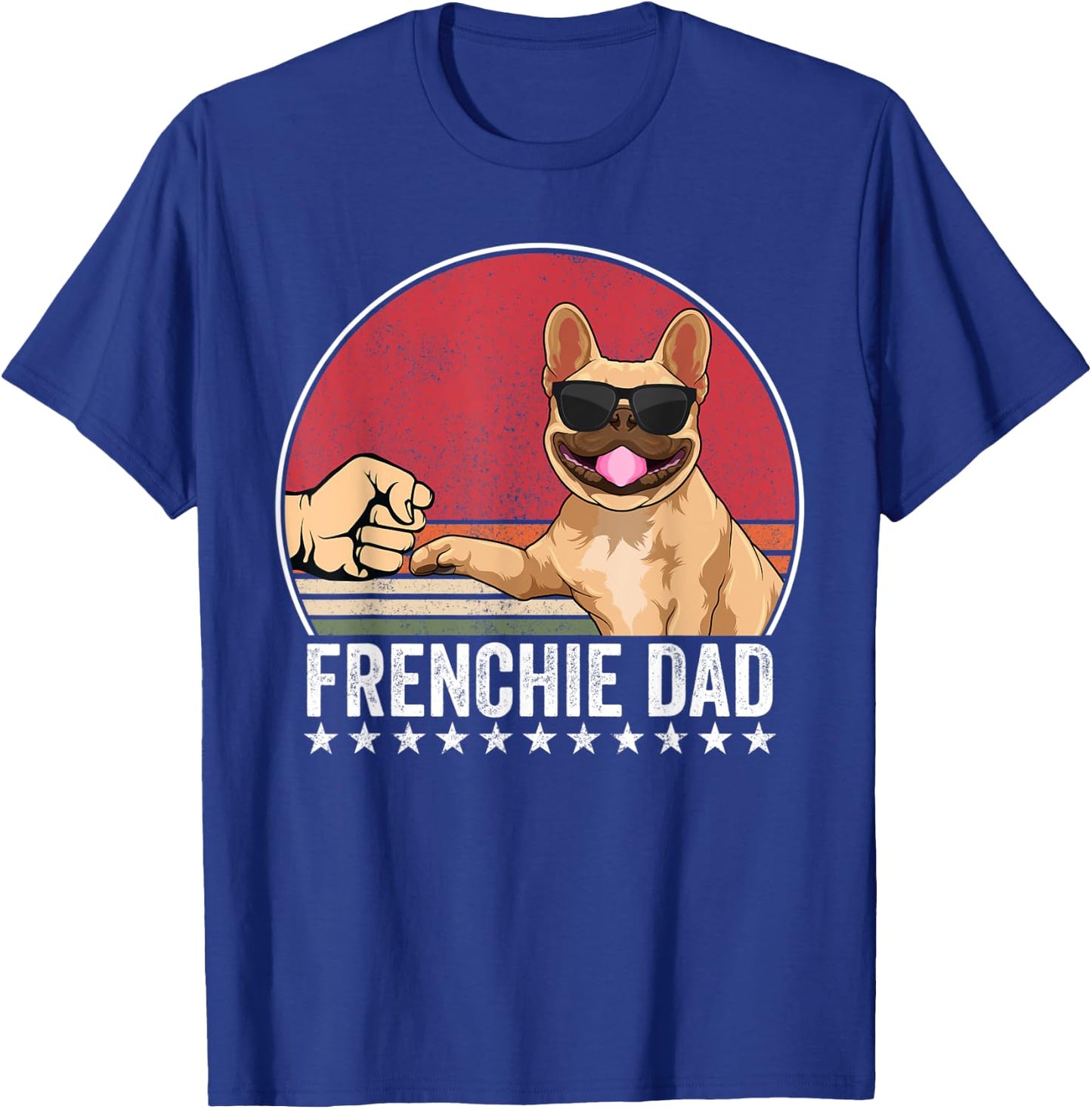 French Bulldog Dad Dog Fist Bump Frenchie Dog Outfit T-Shirt - T-Shirt | Royal