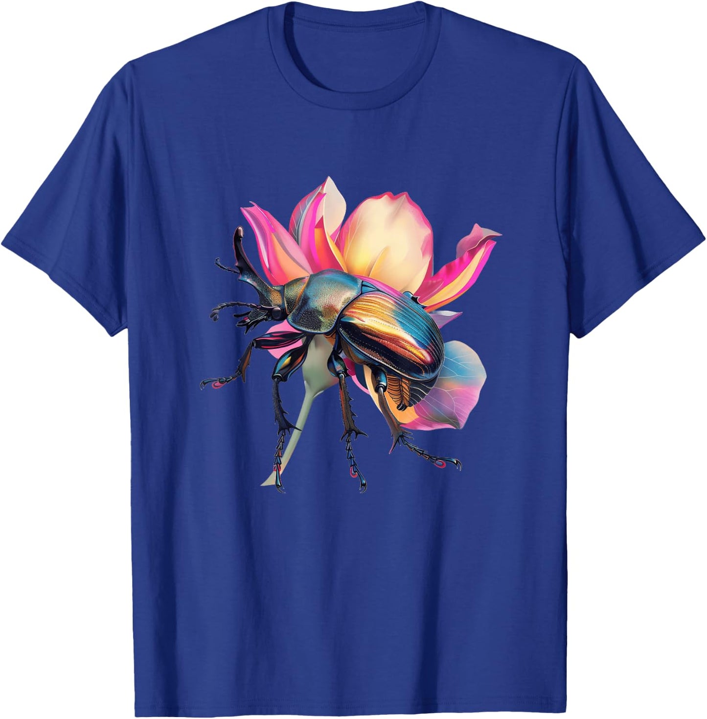 Hercules Beetle On A Flower Petal T-Shirt - T-Shirt | Royal