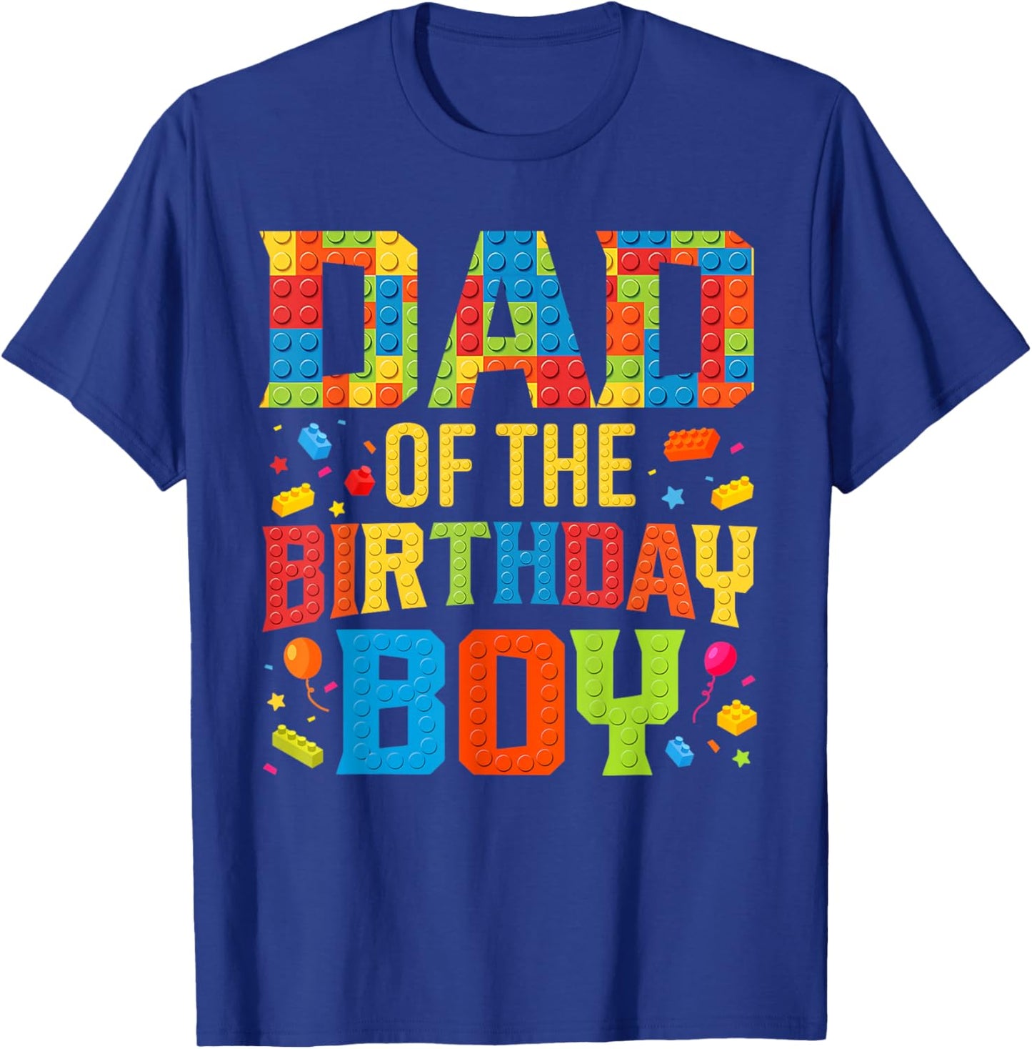 Dad Of The Birthday Boy Master Builder Building Blocks Kids T-Shirt - T-Shirt | Royal