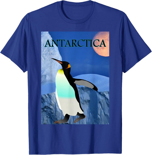 Antarctica Glacier with Penguin and Chill Out Moon T Shirt T-Shirt - T-Shirt | Royal