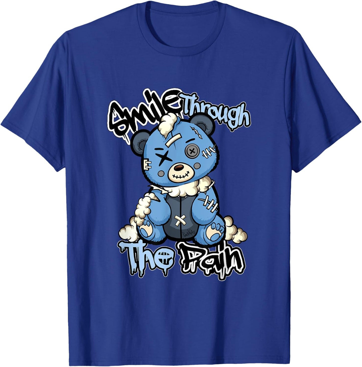 Blue Sad Teddy Bear , Lofi Streetwear Aesthetic Bear T-Shirt - T-Shirt | Royal