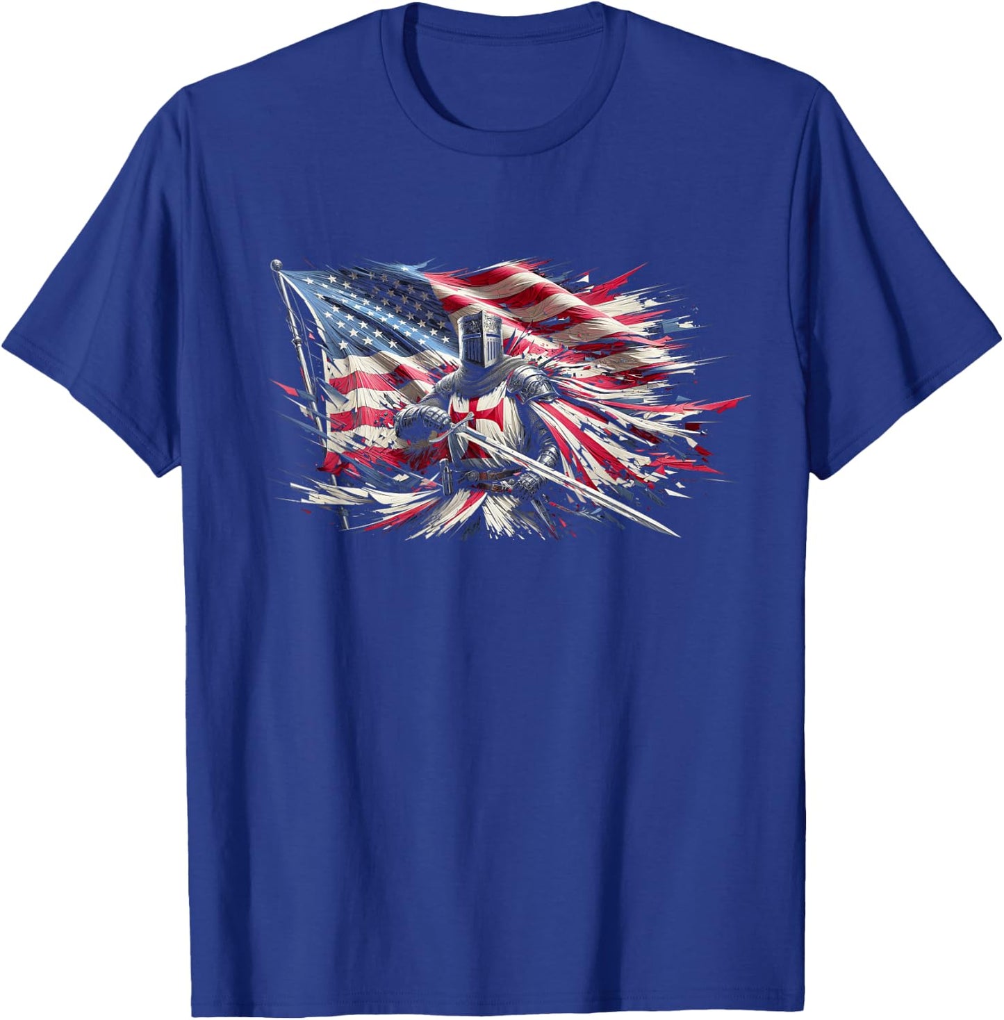 Knight Templar American Flag Crusader Men T-Shirt - T-Shirt | Royal