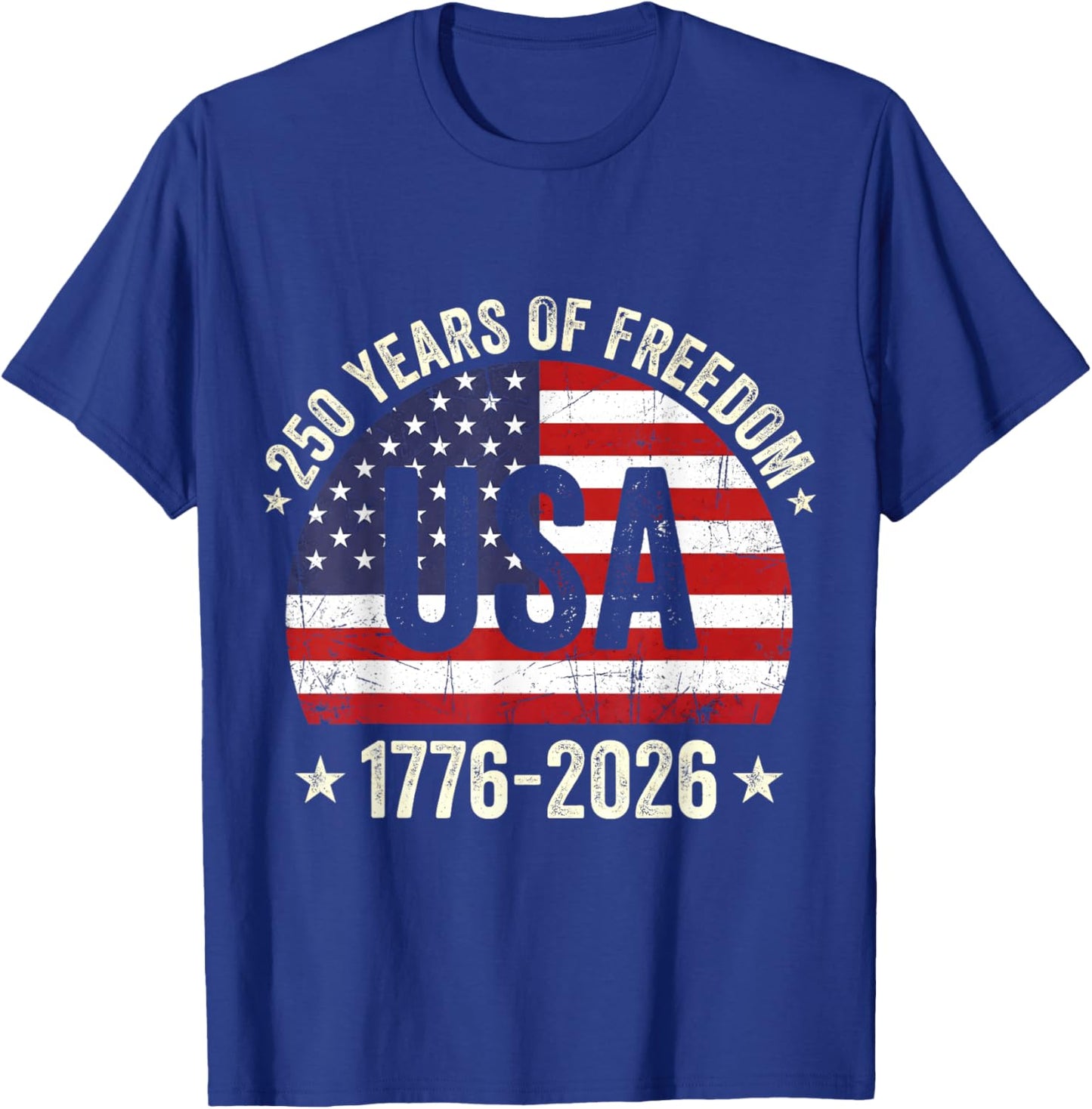 Vintage 250 Years of Freedom US Flag 250th Anniversary USA T-Shirt - T-Shirt | Royal
