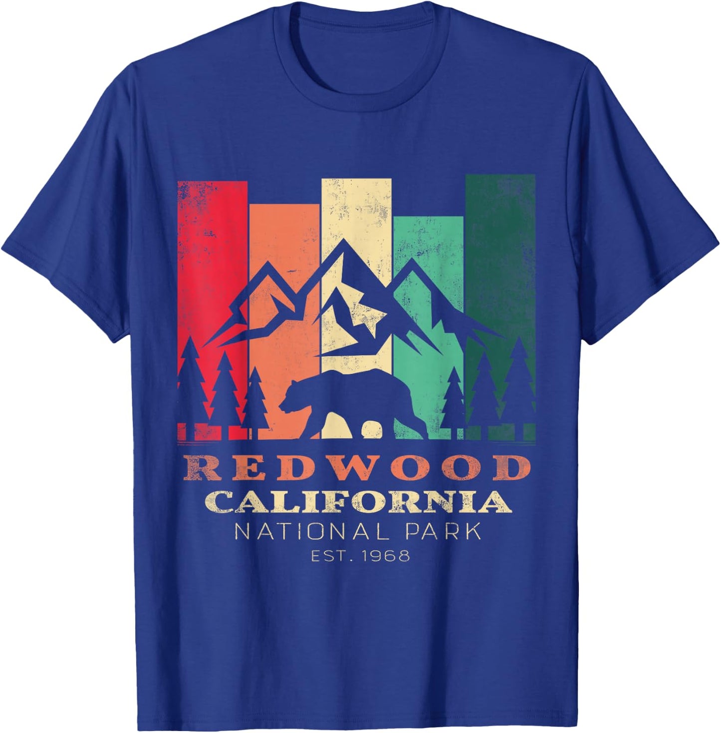 Retro Vintage Redwood National Park for kids Hiking Camping T-Shirt - T-Shirt | Royal