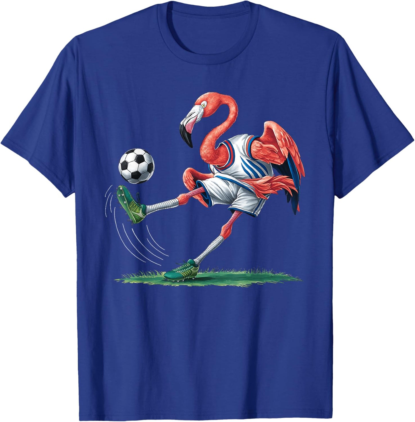 Funny Flamingo Sports Flamingo Playing Soccer T-Shirt - T-Shirt | Royal