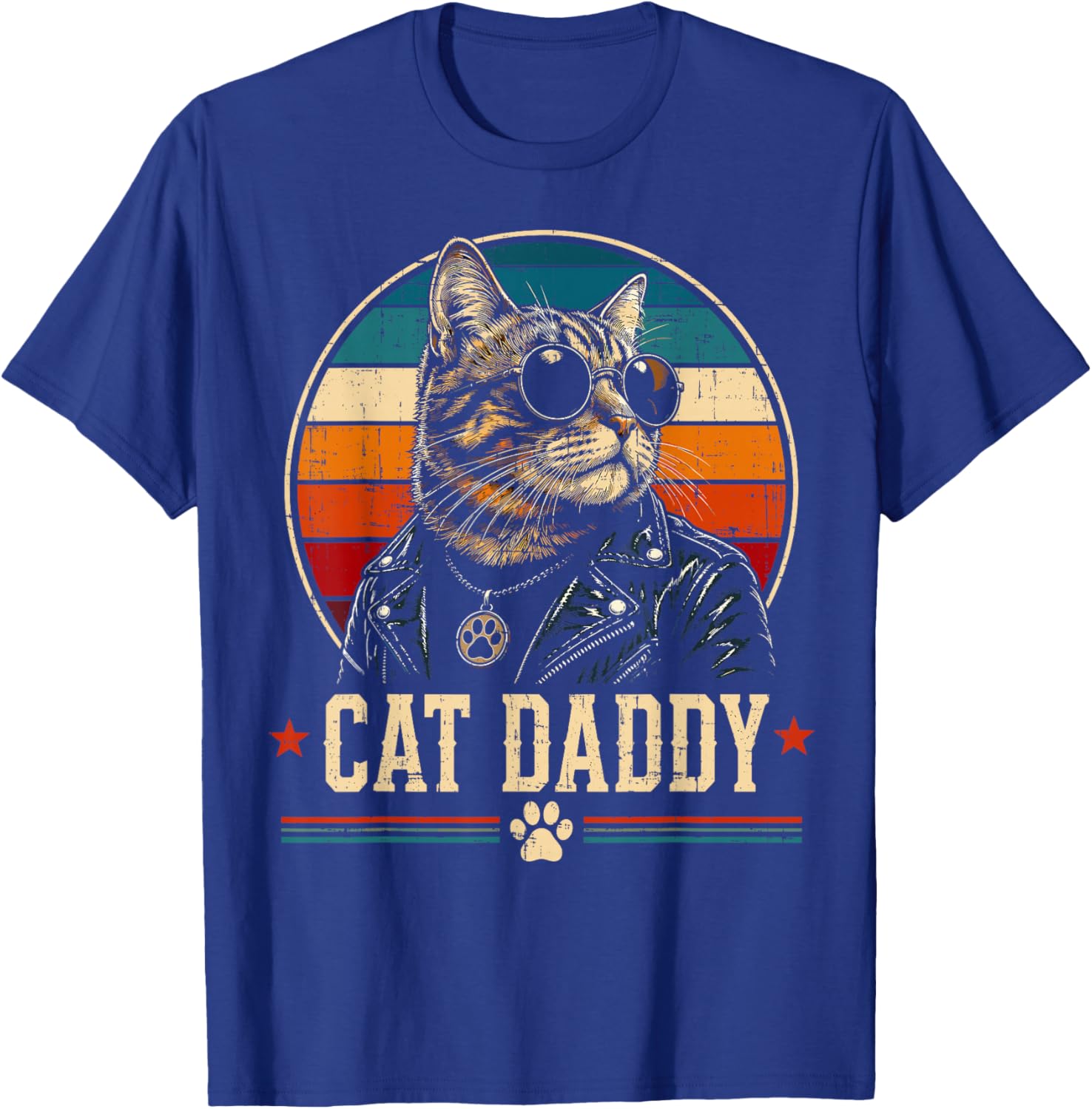 Vintage Cat Daddy Sunglasses Cool Cat Dad Gift Fathers Day T-Shirt - T-Shirt | Royal