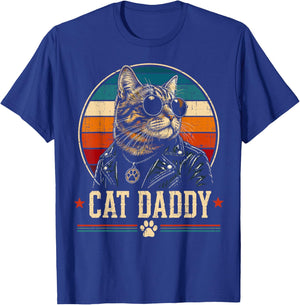 Vintage Cat Daddy Sunglasses Cool Cat Dad Gift Fathers Day T-Shirt - T-Shirt | Royal